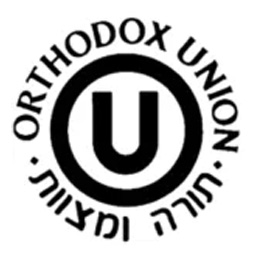 Symbole de certification kasher Orthodox Union : lettre U noire dans un cercle, entourée du texte « Orthodox Union ».