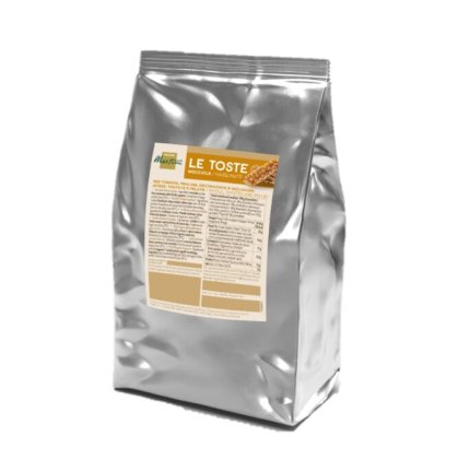 Sachet debout argenté Martini "Le Toste" avec noisettes entières torréfiées et pelées, étiquette nutritionnelle beige.