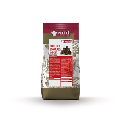 Sachet Martini Food Service "Scagliette di Cioccolato Fondente" avec éclats de chocolat noir et cabosses de cacao ill...