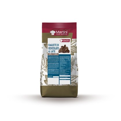 Sachet de pépites de chocolat au lait Martini Food Service, motif feuille de cacao
