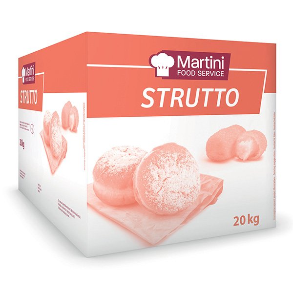 Boîte de 20kg de Strutto (saindoux) Martini Food Service avec pâtisseries poudrées sur planche