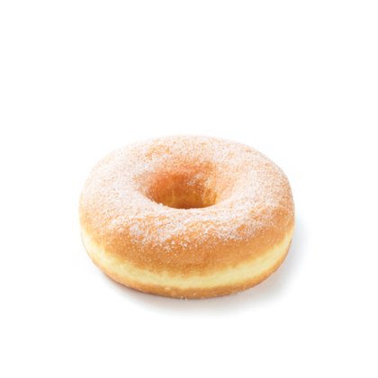 donut en anneau glacé au sucre sur fond blanc uni