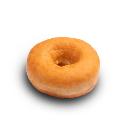 donut glacé nature avec un trou au centre, fond blanc