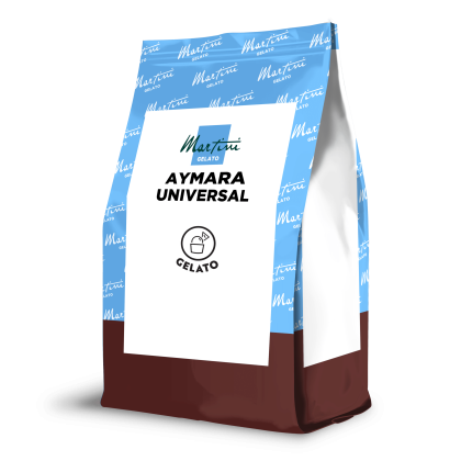 Sachet stand-up Martini Gelato Aymara Universal, partie supérieure bleue imprimée et partie inférieure marron avec ét...