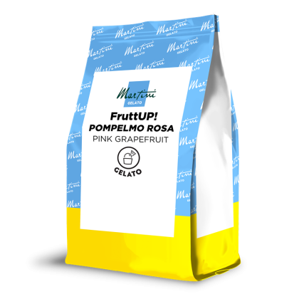 Emballage bleu et jaune de Martini Gelato FruttUP! Pompelmo Rosa mix gelato pamplemousse rose