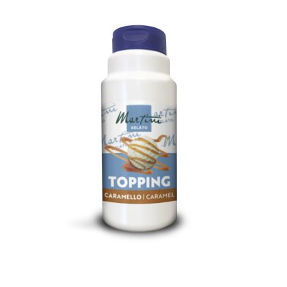 Flacon souple blanc de nappage caramel Martini Gelato Caramello avec boule de glace nappée de caramel