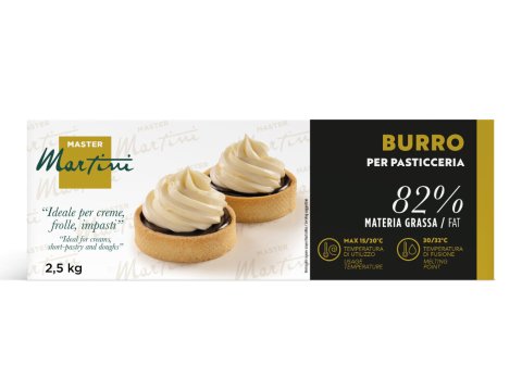 Emballage de beurre Master Martini Burro per Pasticceria, boîte 2,5kg, 82% de matière grasse, deux tartes à la crème.