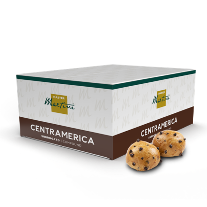 Boîte de chocolat de couverture Master Martini Centramerica avec deux petits pains aux pépites de chocolat.