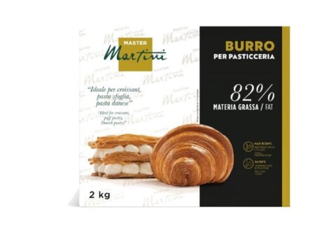 Beurre de pâtisserie Master Martini 2kg, 82% de matière grasse, avec croissant et feuilletage fourré à la crème