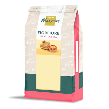 Sachet de préparation pâtissière Master Martini Fiorfiore Pasticceria avec images de feuilletés et tartes à l'avant.