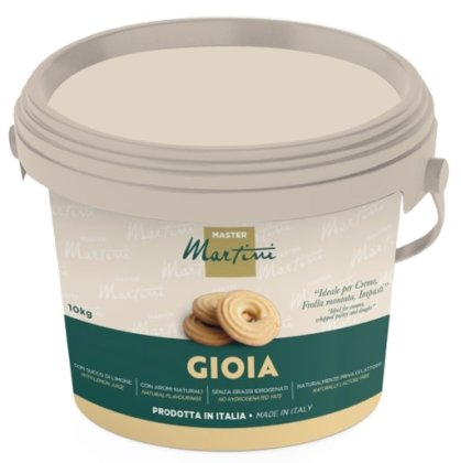 Seau plastique gris de 10kg de crème pâtissière Master Martini Gioia, pour crèmes, pâtisserie fouettée et pâtes