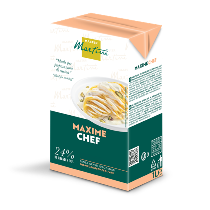 Crème de cuisine Master Martini Maxime Chef 1 litre, 24% de matière grasse, sans graisses hydrogénées, emballage pêch...